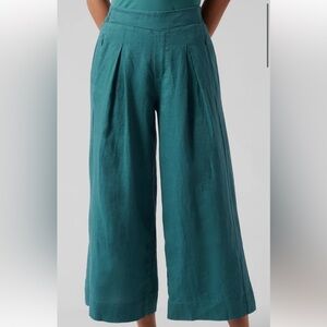 Athleta Playa Linen Wide Crop Pant in Borealis Green